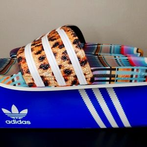 Women's Adidas Adilette "Brazilian Dance" Leopard / Multi Slide Size 9 BRAND NEW
